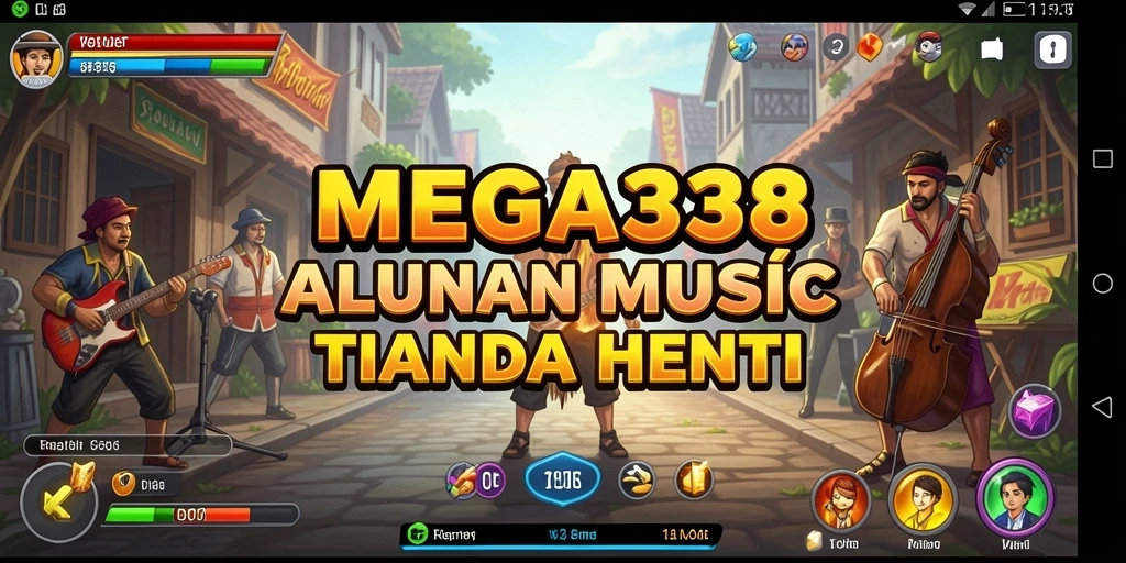 Tampilan gameplay MEGA338 yang penuh musik dan tantangan.
