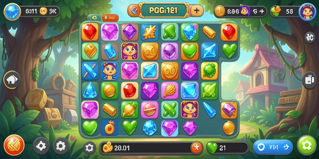 Screenshot PG11 menampilkan aksi mencocokkan objek yang seru dalam permainan Match-3.