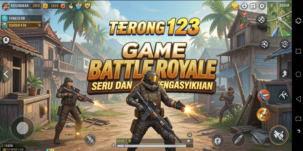 Screenshot gameplay TERONG123 menunjukkan aksi pertempuran Battle Royale yang seru.